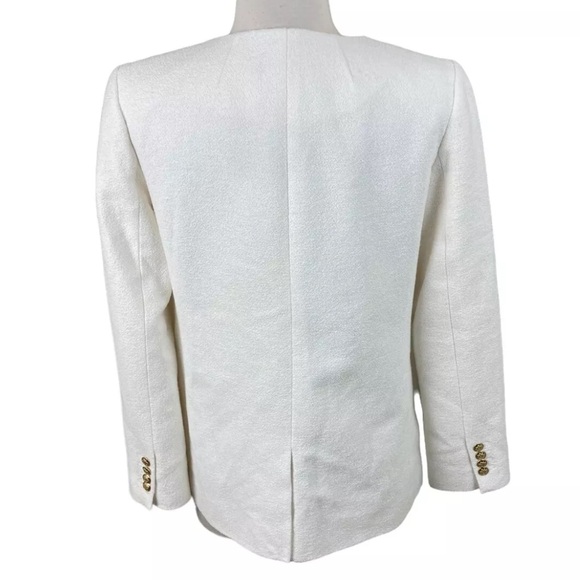 J Crew Collection Alfie Collarless Blazer Ivory Textured Boucle Gold Buttons - Picture 6 of 6